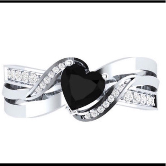 Rings Black Onyx Heart Ring In Sterling Silver Statement